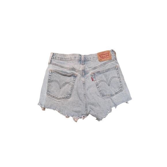 Levi's 501 Women's Cut Off Denim Shorts Light Blue Size 28” Rise 10” 2" Inseam - Picture 2 of 6